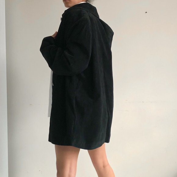 black suede leather minimalist jacket - Picture 3 of 4